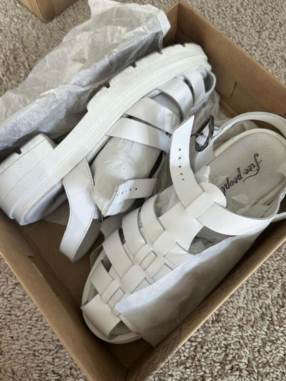 Free People Delaney Sandals Women's 39. White Leather Fisherman Platform